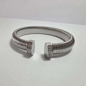 Brazalete plateado con zirconias